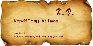 Kopácsy Vilmos névjegykártya